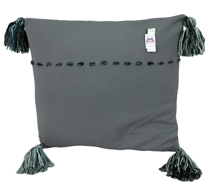 Potah na polštářek Šedý se střapci